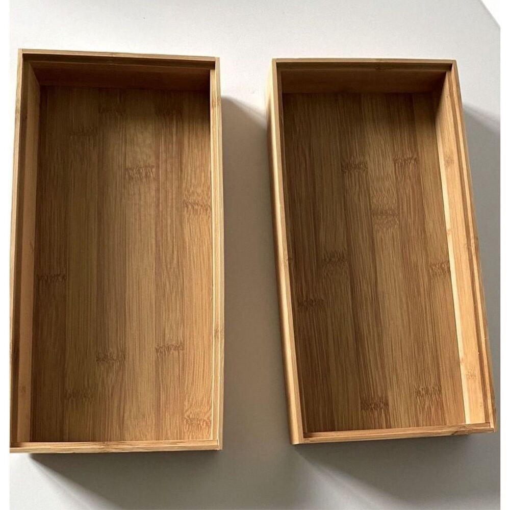 Bamboo wood organizer stackable‎ boxes.